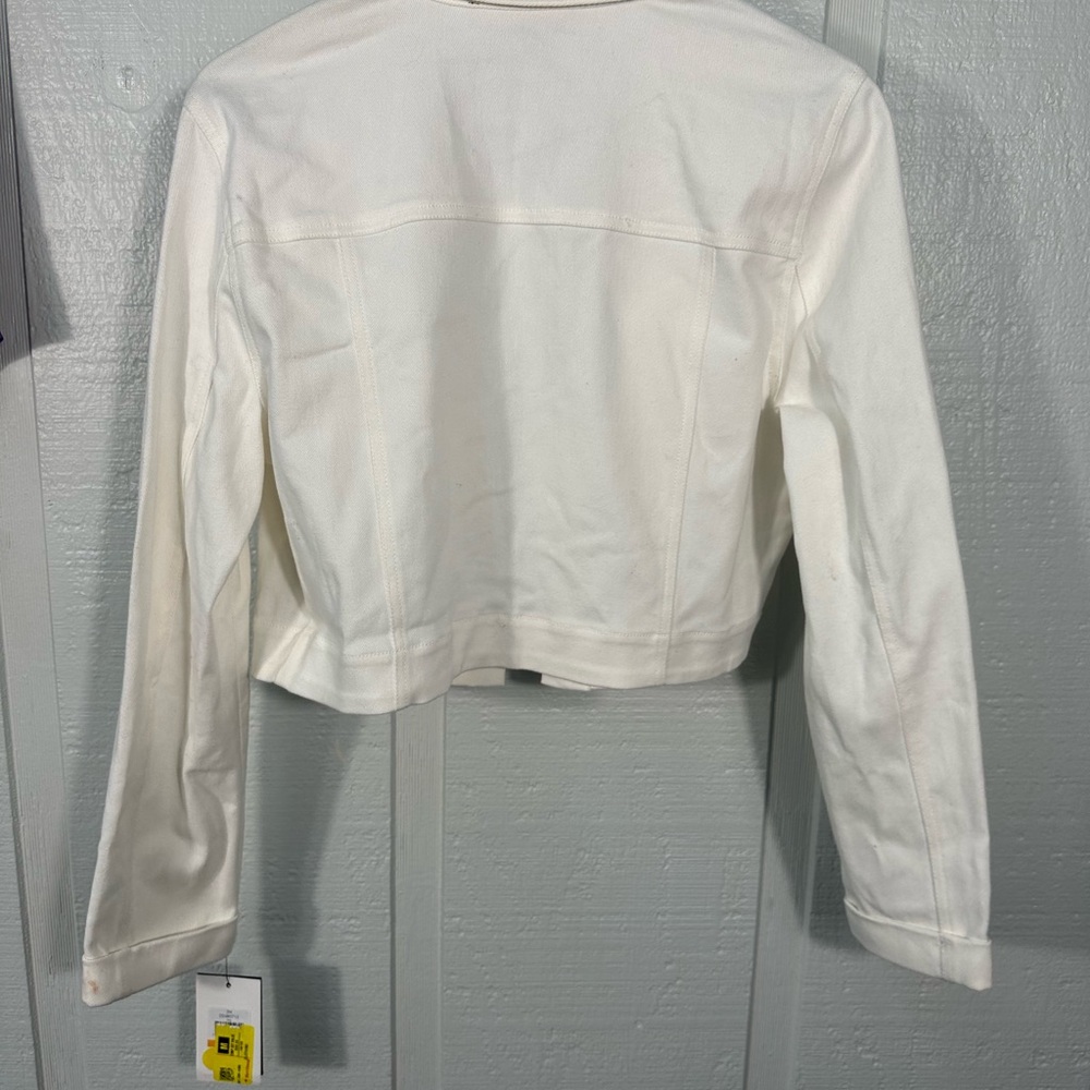 DKNY Women's Denim Cropped Button Up Jacket Size Small NWT - Picture 9 of 10
